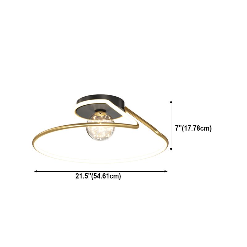 LED Circular Flush Mount Light Black-Gold Modern Ceiling Lamp for Bedroom