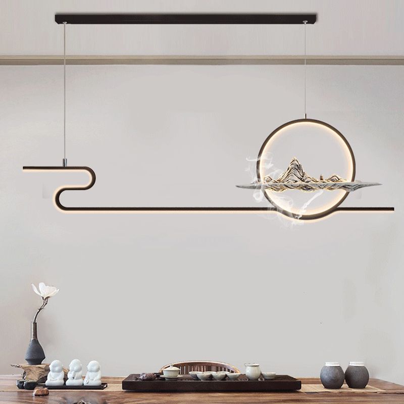 Modern Linear Island Lighting Fixtures Metal 2-Light Pendant Lighting