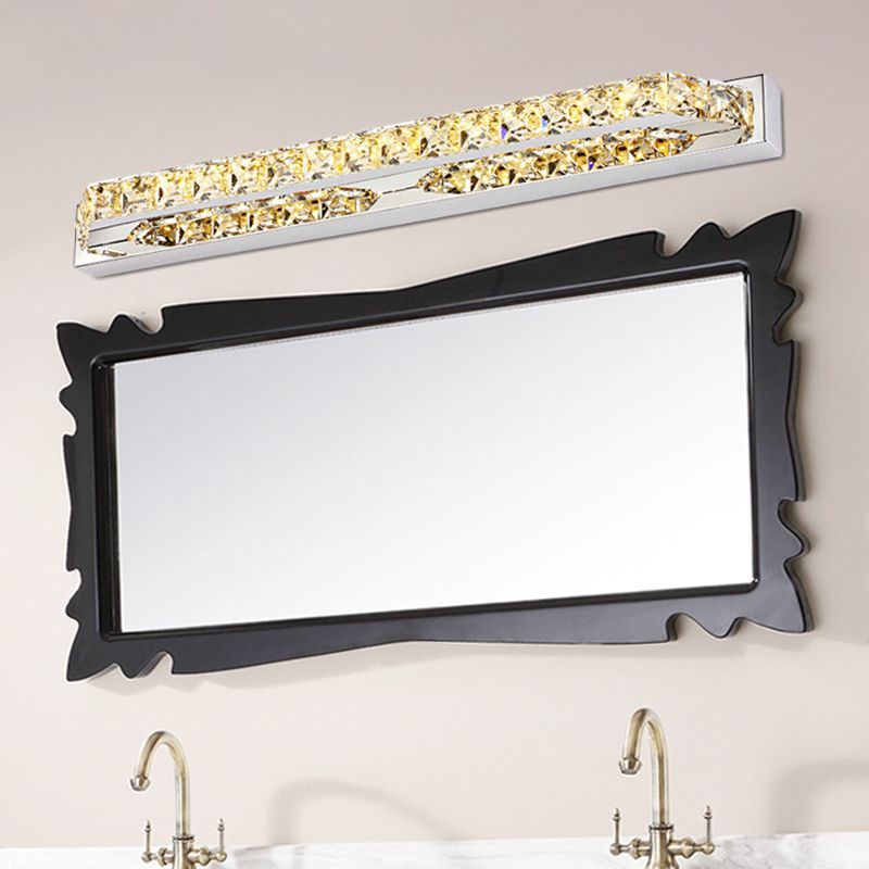 Beveled Crystal Encrusted Linear Bar Light Modern Stylish LED Vanity Wall Sconce