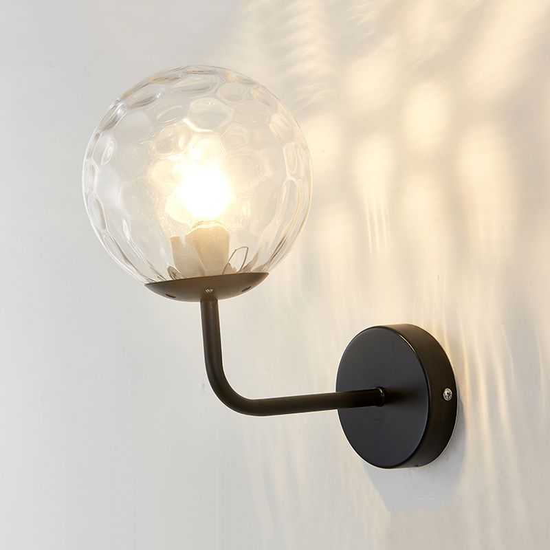 1 Light Ball Wall Lighting Fixtures Modern Style Glass Wall Mounted Lights