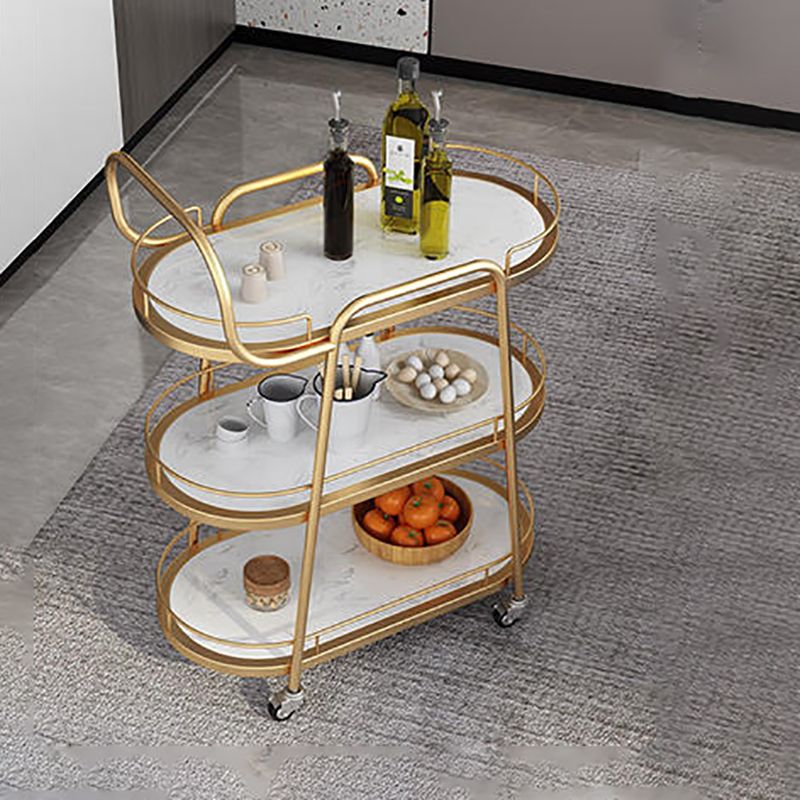 Contemporary Oval Metal Prep Table 32.28"H Rolling Prep Table