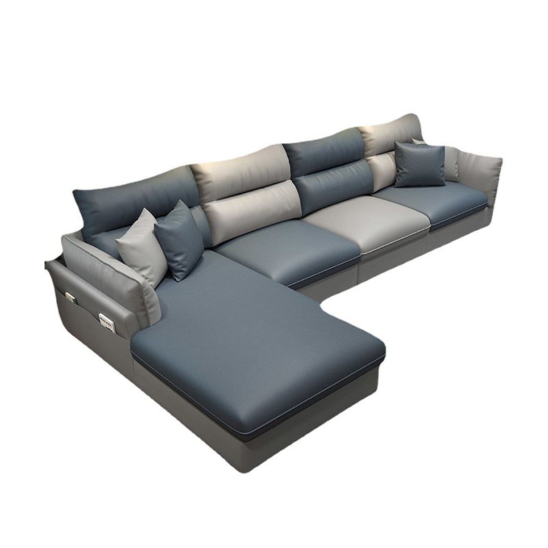 Mid Century Modern Faux Feather 4-seat Sofa & Chaise For Living Room