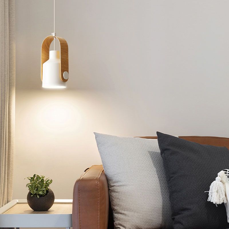 Moderne hölzerne obere Anhänger leichte, minimalistische Glockenfarbton -Hängelampe für Schlafzimmer