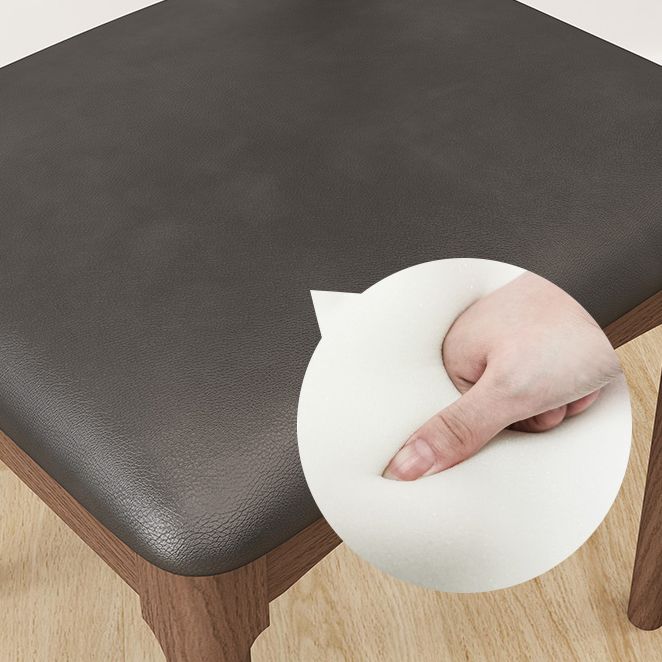 Modern Armless Backrest Chair with Rubber Wood Legs for Dining Room