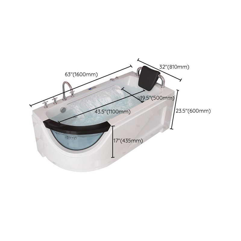 Left-Hand Drain Bathroom Tub Modern Free Form Back to Wall Bathtub
