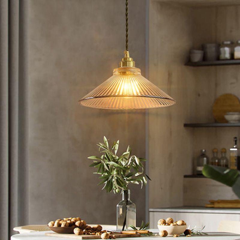 Cone 1 Light Pendant Light Fixture Industrial Style Glass Pendant Lamp in Gold