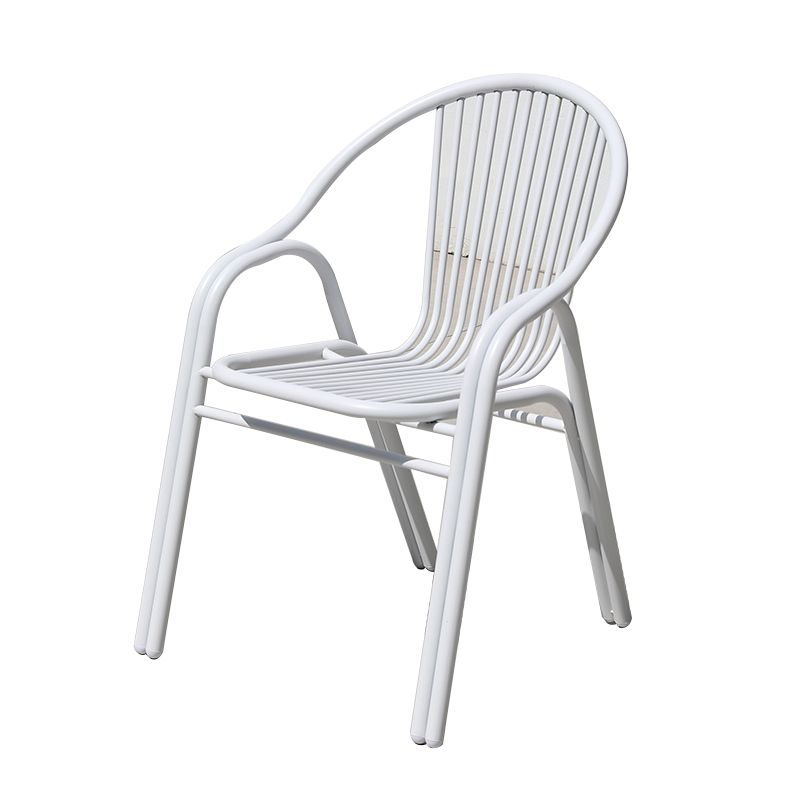 Modern White Dining Side Chair Stacking Outdoor Bistro Chairs