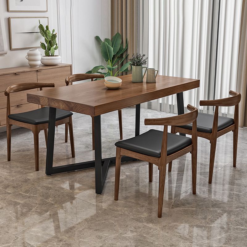 Industrial Dining Table Set 1/5 Pcs Solid Wood Dining Table and Chairs