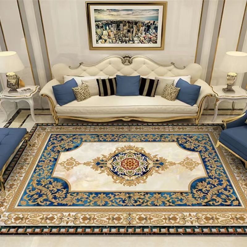 Wine Red Graphic Rug Polyester Retro Rug Stain Resistant Rug for Home Decor