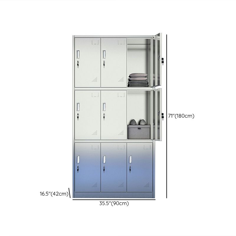 Silver Storage Cabinet with Hinged Doors Contemporary Steel Indoor Cabinet