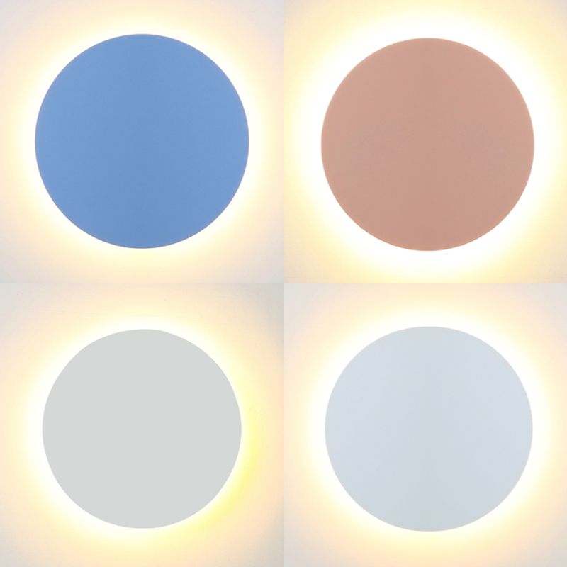 Metal Disc Wall Mount Lighting Modern Style LED Wall Sconce Lighting for Kids Bedroom