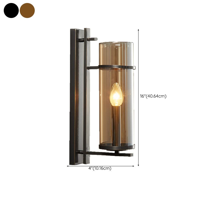 Glass Cylinder Shape Wall Light Modern Style 1-Light Wall Light Sconce