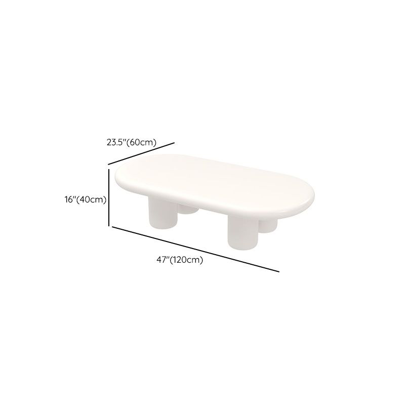 Modern 4 Legs Cocktail Table Oval Engineered Wood Coffee Table - White