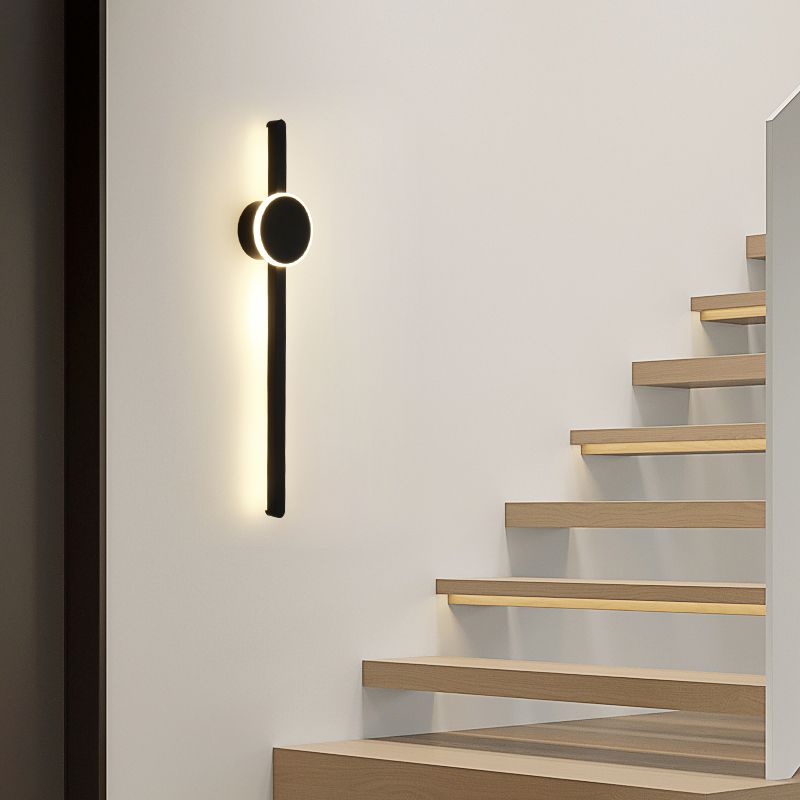 Linear Shape Metal Wall Lighting Modern Style 2 Lights Wall Mounted Light in Black