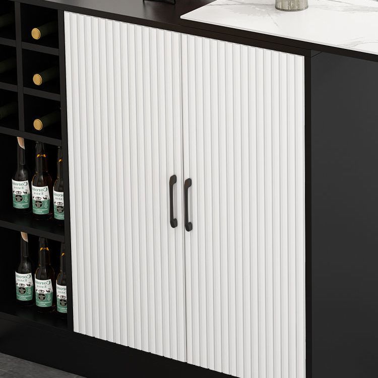 Contemporary Storage Base Bar Dining Table Stone Top Table with Wine Storages