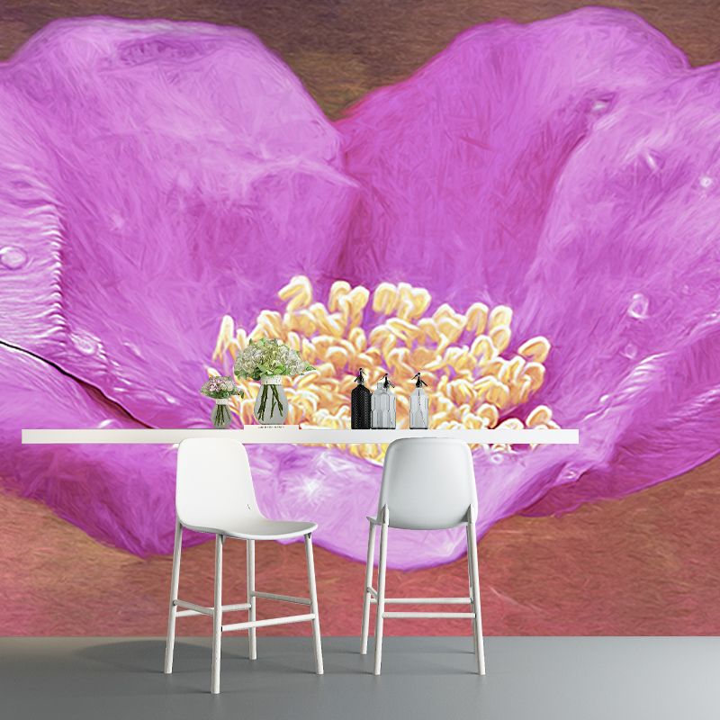 Rose Illustration Wall Covering for Living Room Flower Mural, Moisture-Resistant