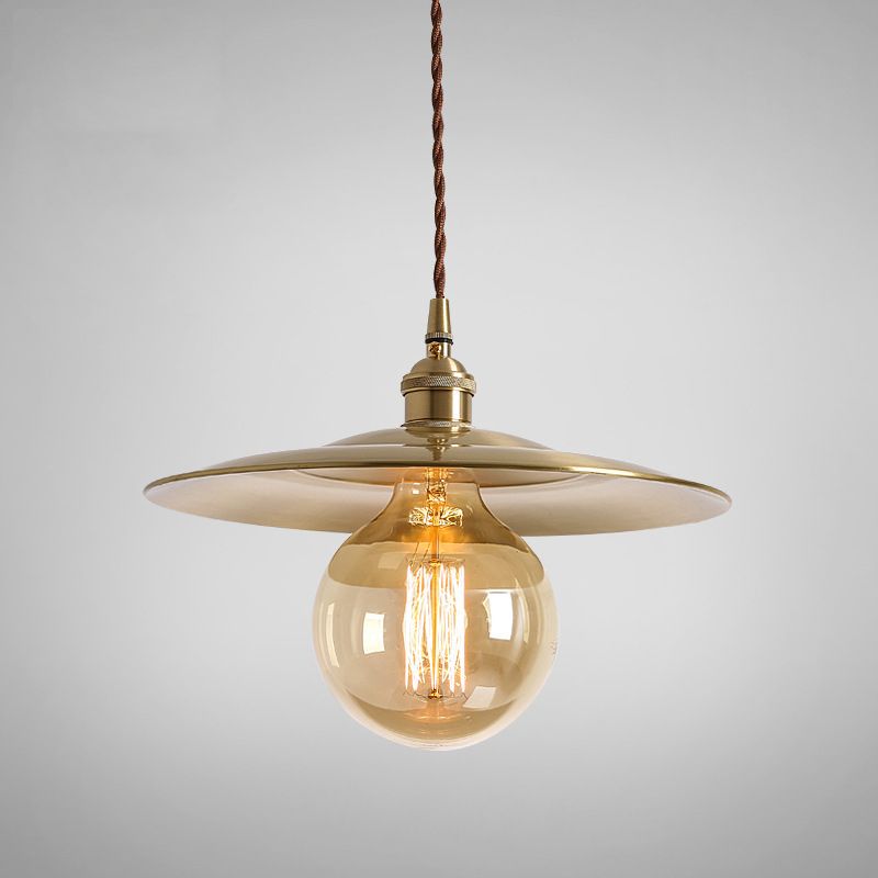 11.5" Wide 1 Light Pendant Lighting Industrial Saucer Hanging Lamp in Brass for Bedroom