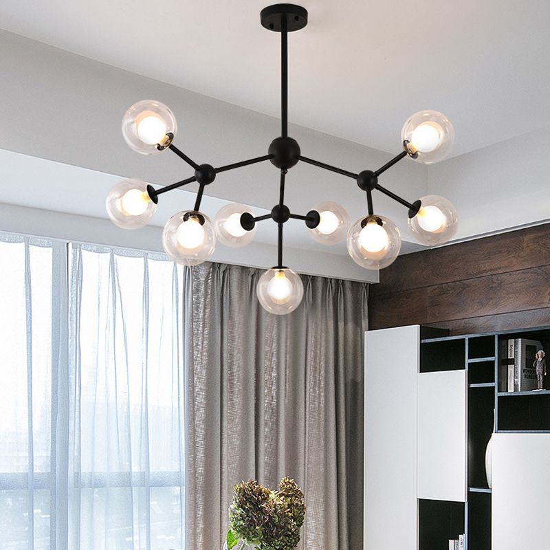 Lampade del lampadario in metallo nero moderno lampade a sospensione a sospensione multipla per soggiorno