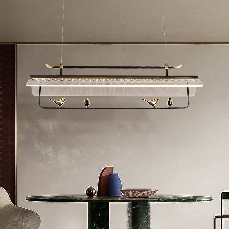 Single Modernism Golden Ceiling Light Acrylic Unique Kitchen Island Lighting