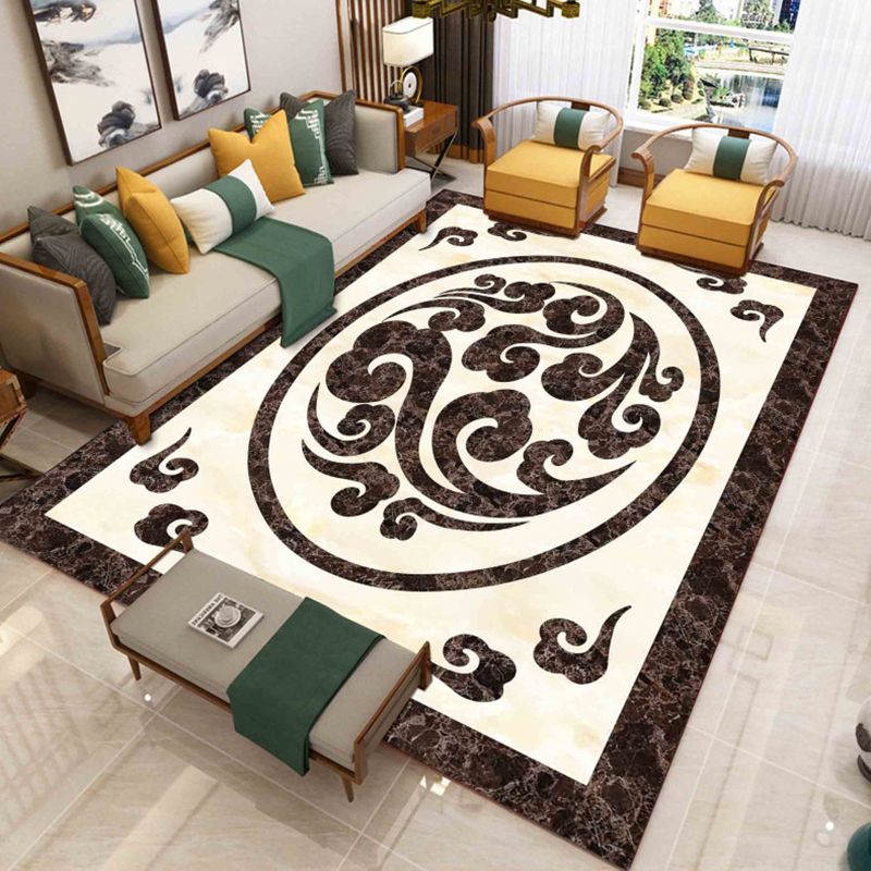Yellow Luxury Rug Polyester Graphic Area Rug Stain Resistant Rug for Drawing Room