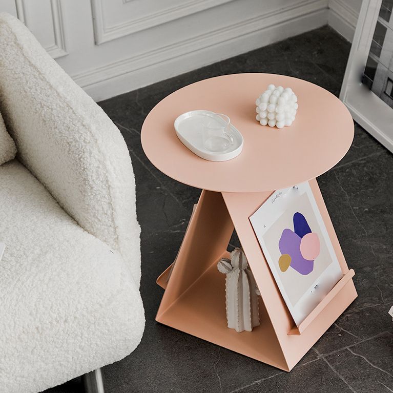 Mid-Century Abstract End Table Metal Round Side End Table for Living Room