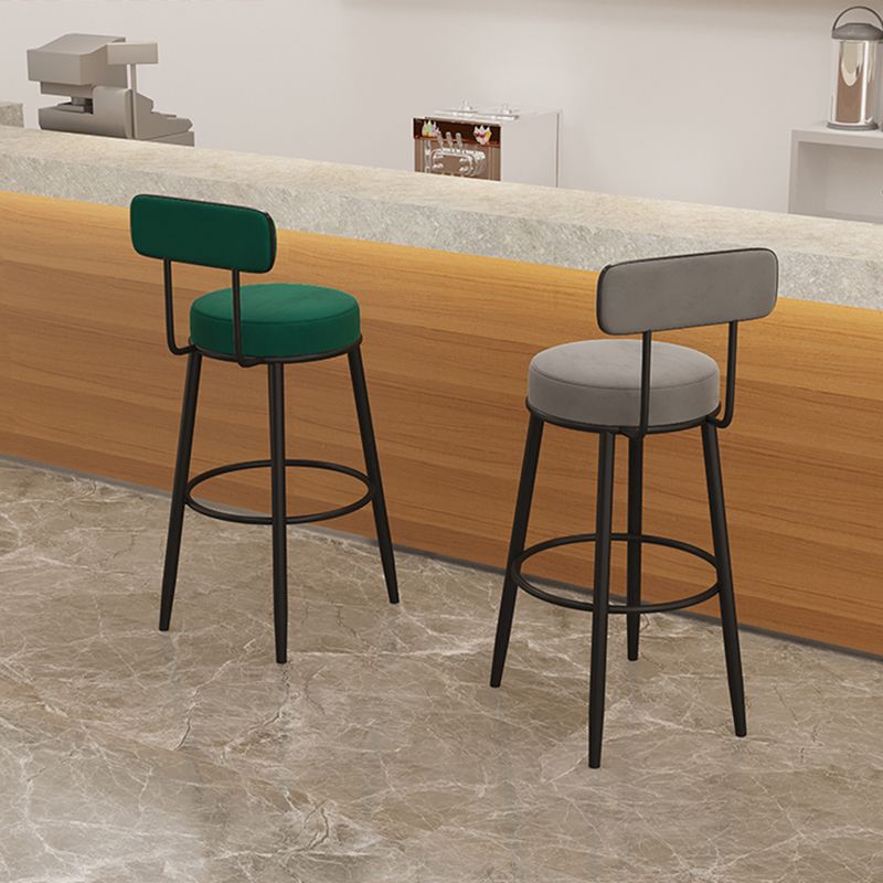 Modern Armless Backrest Counter Stool Iron Dining Room Bar Stool with Cushion and Pedal
