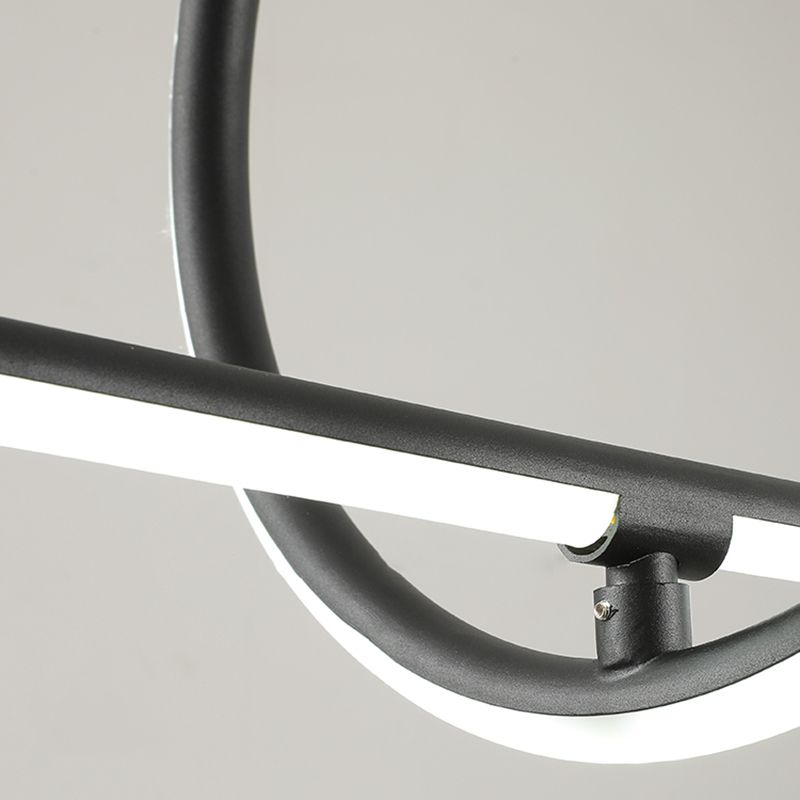 Modern Style Linear Shape Island Lights Metal 2 Light Pendant Lights in Black