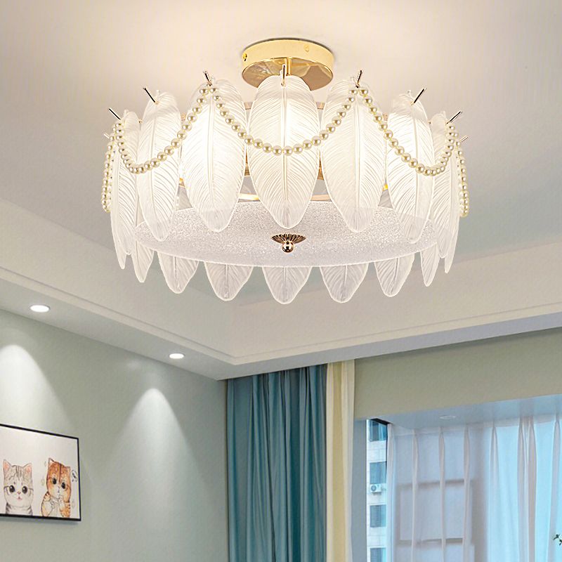 Contemporary Flush Mount Light Simple Flush Mount Ceiling Light Fixture with Glass Shade