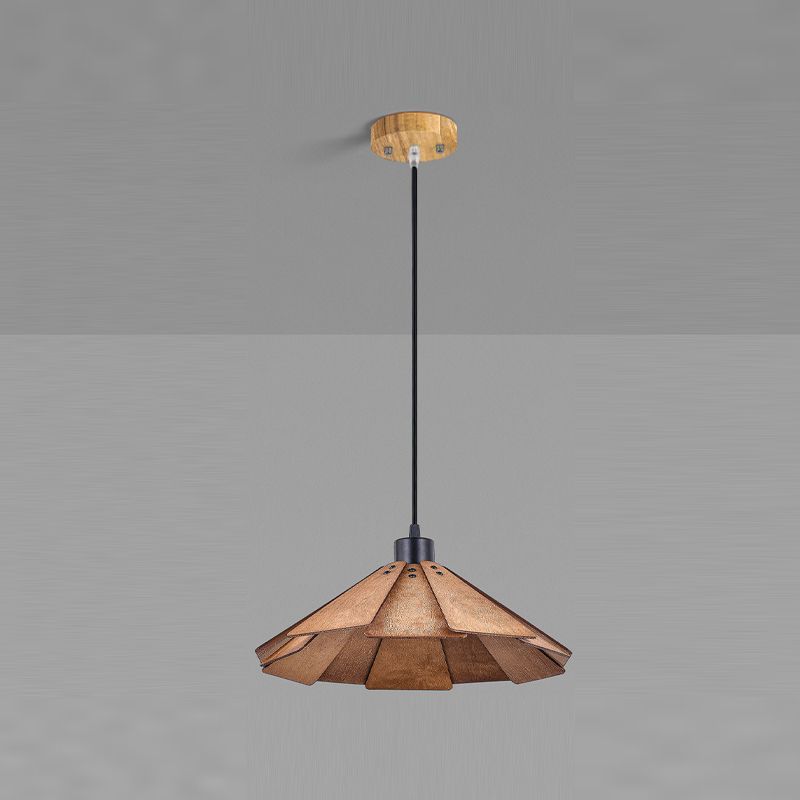 Modern Style Cone Shape Hanging Light Wood 1 Light Hanging Lamp for Living Room