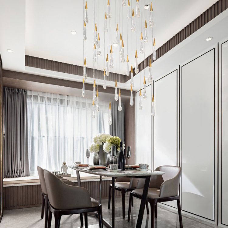 Ultra-moderne Einfachheit Tränen hängen Deckenleuchte Kristall-Aufhängungs-Anhänger Licht für das Restaurant