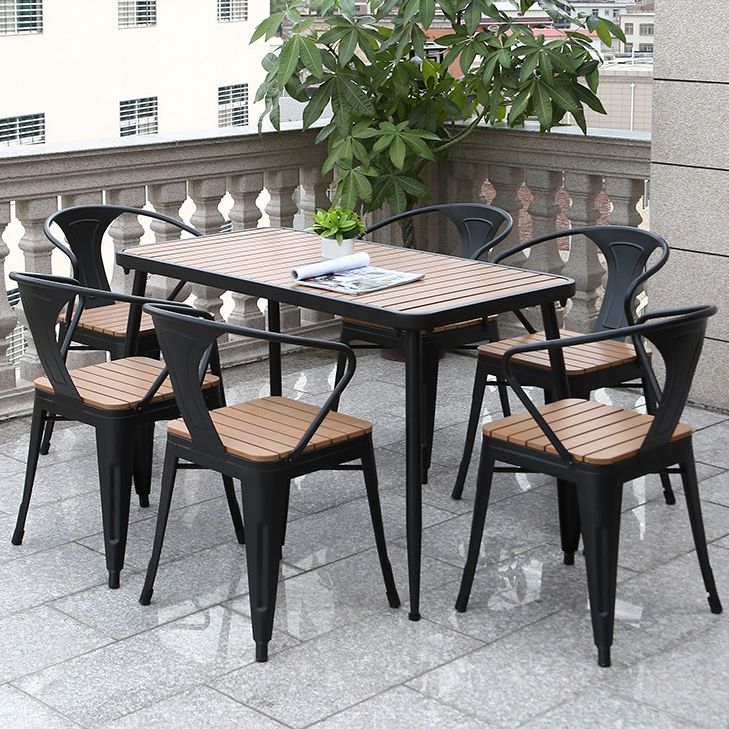 Modern Style Metal Dining Table Set 1/2/3/5/7 Pieces Outdoor Dinette Set