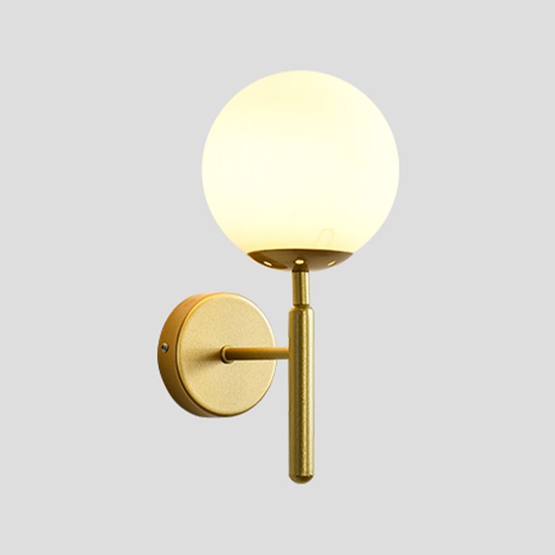 Modern Metal Wall Sconce Ball Shape Wall Light with Glass Shade for Living Room
