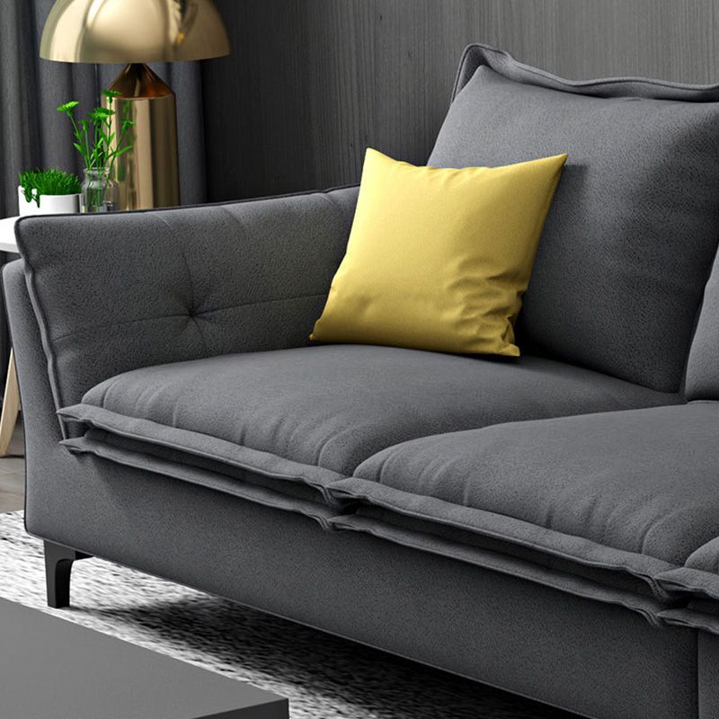 Faux Leather Pillow Top-arm Sectionals with Pillowed Back Cushions