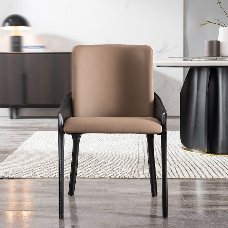 Modern Style Arm Chair Faux Leather Dining Chair for Dining Room
