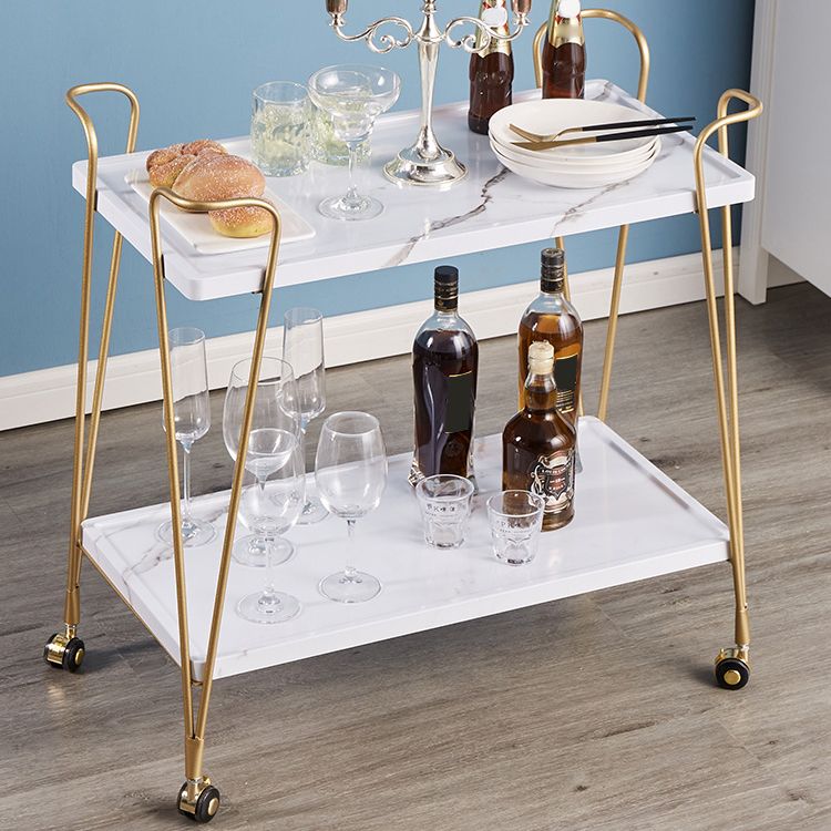 Modern Metal Prep Table Open Storage Rolling Prep Table for Dining Room