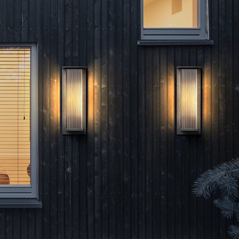 Metal and Acrylic LED Wall Light Modern Rectangle Wall Mount Fixture in Black & Clear