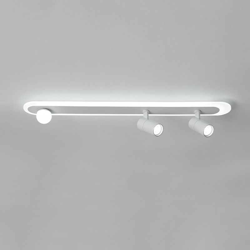 Metal Linear Flush Mount Lamp Modern Flush Ceiling Light Fixture in White