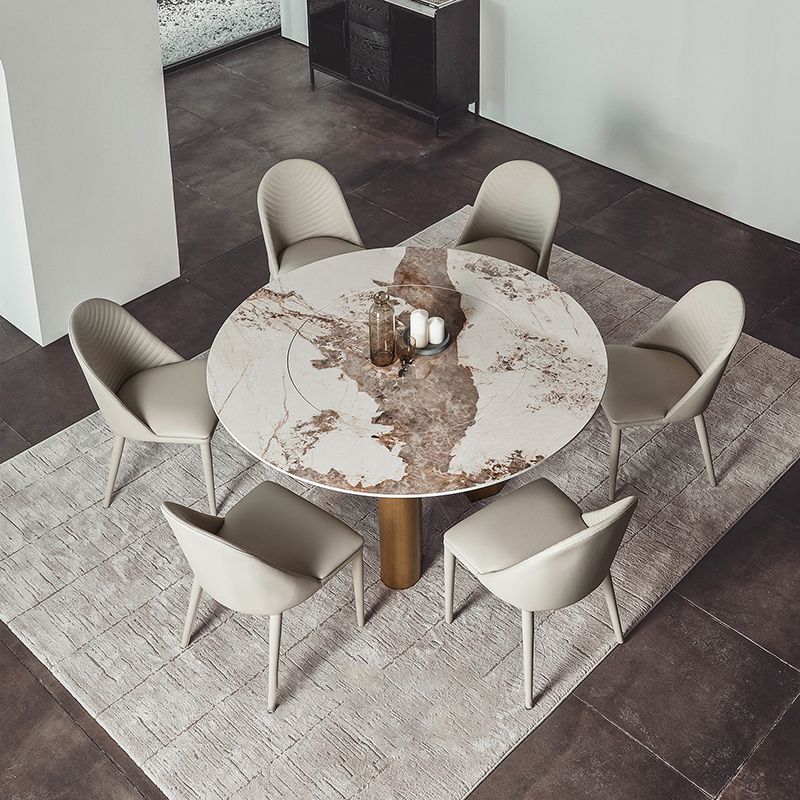 Sillas de comedor de cuero contemporáneas Silla de comedor con respaldo sólido sin brazos para cocina