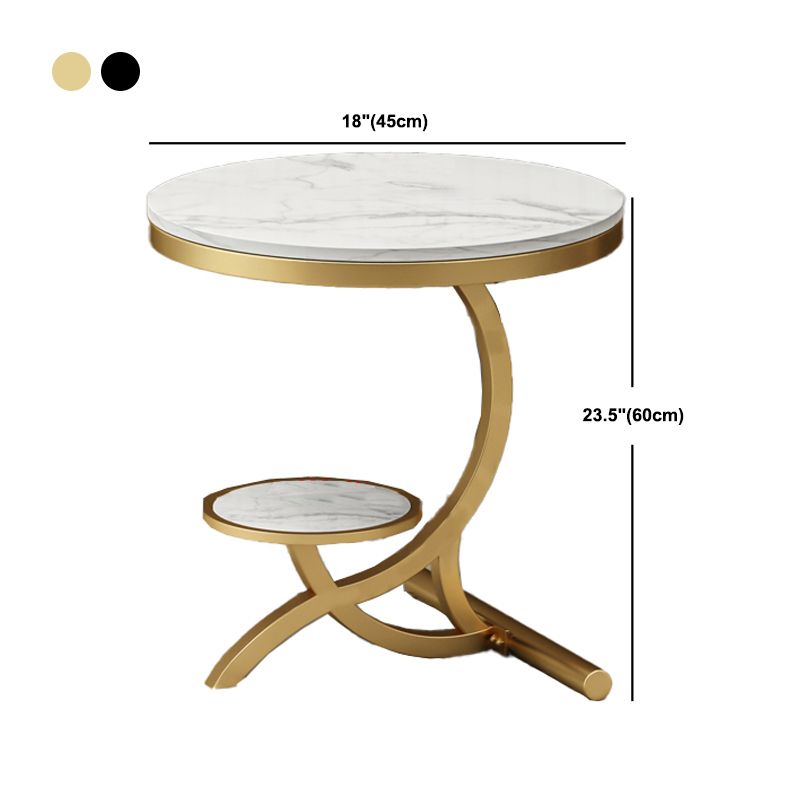 Modern Double Tier Side End Table White Corner Table for Living Room