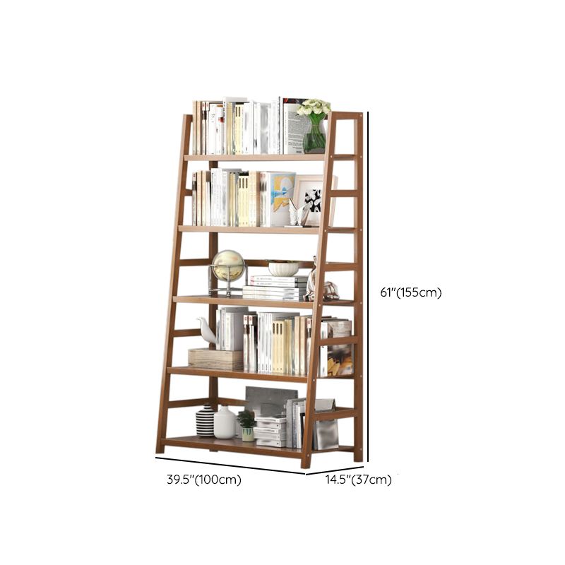 Modern Open Back Ladder Bookshelf Engineered Wood Bookcase with Shelves