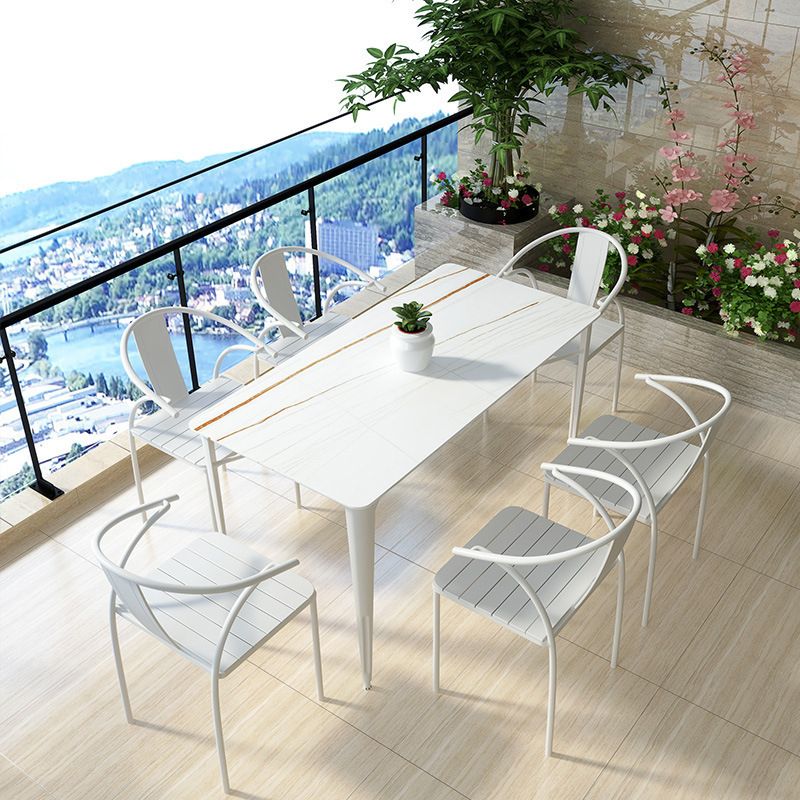 Modern 1/5/7 Pieces Metal Dining Set Stone Table Set for Outdoor