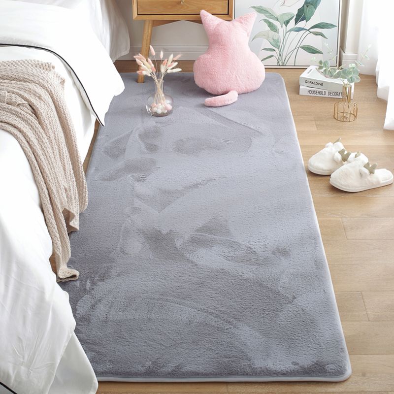 Blue Area Carpet Pure Color Polyester Area Rug Stain Resistant Washable Rug for Bedroom