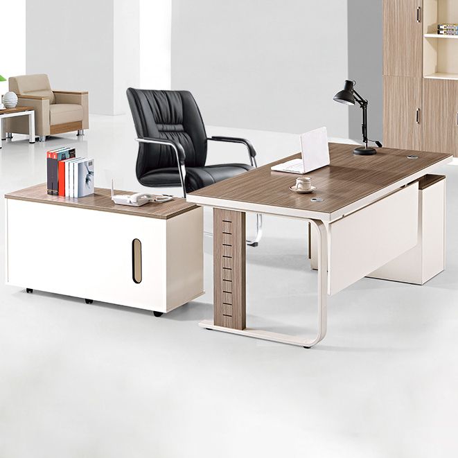 Modern Leather Management Office Chair Fixed Arms Office Chair