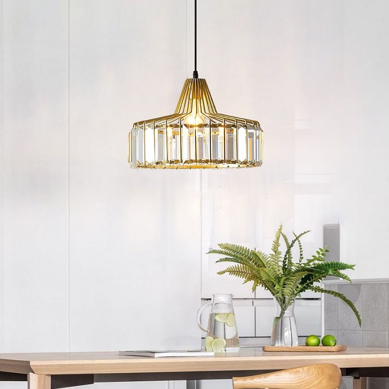 1-Licht-Trommelkristall-Anhänger-Lampe zeitgemäße Einfachheit Beleuchtung für Schlafzimmer Esszimmer