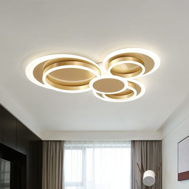 Metallic Ring Shaped Flushmount Licht Zeitgenössische Gold Finish LED Deckenhalterung Licht