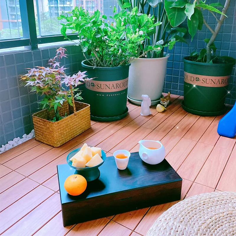 4-Slat Wood Deck/Patio Flooring Tiles Interlocking Installation Floor Board Tiles