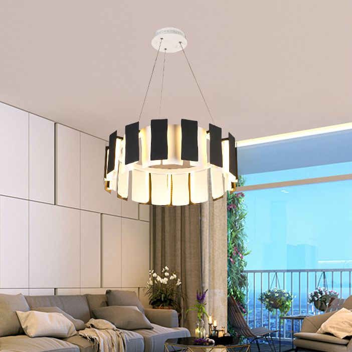 Circular Bernero Candelier Luz Luz Led Metal LED contemporáneo Kit de luz colgante en negro