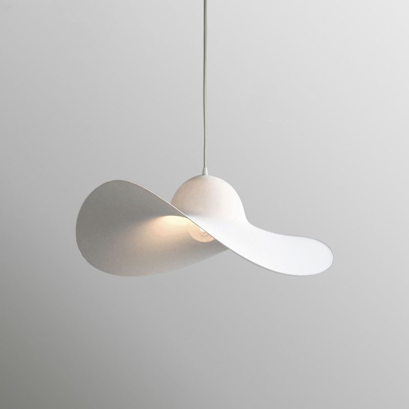 Hat Shaped Drop Pendant Lighting Modern Acrylic 1 Light Bedroom Suspension Lamp in White/Grey
