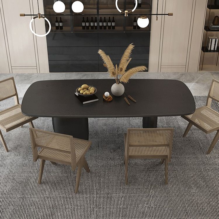 Mesa de comedor con forma rectangular, mesa de madera maciza moderna con 3 patas para comedor