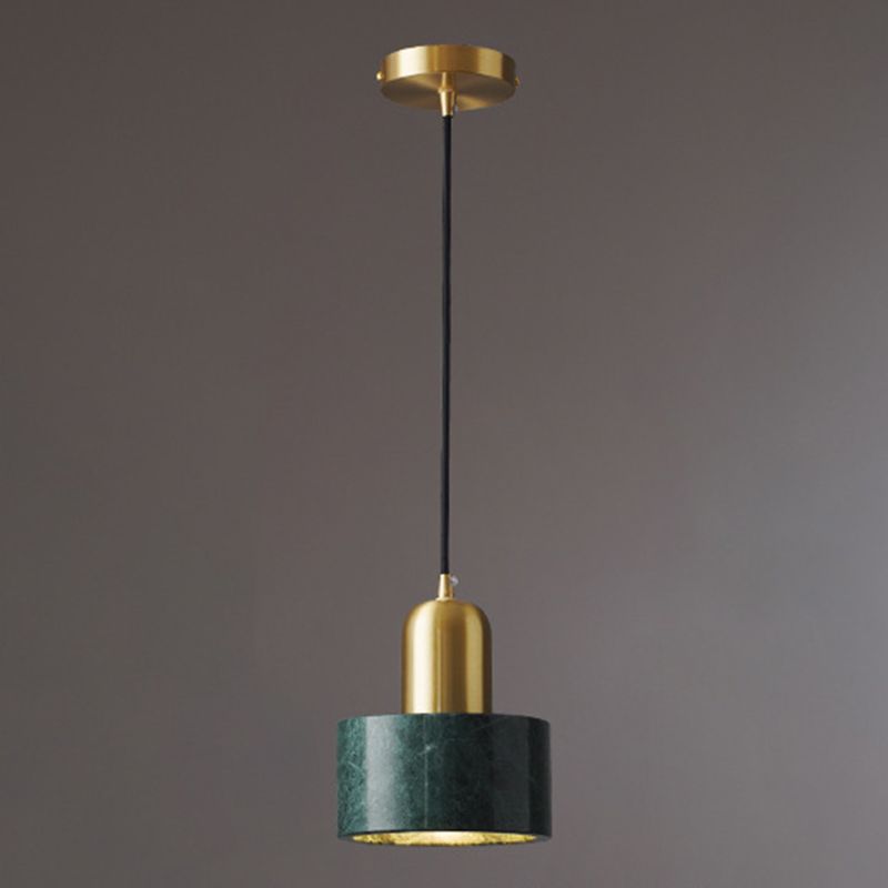 5.9 Inches Diameter Cylindrical Mini Hanging Light Modern Style Marble Single Bulb Lighting Pendant for Bedroom